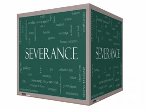 Severance Word Cloud Concept on a 3D cube Blackboard